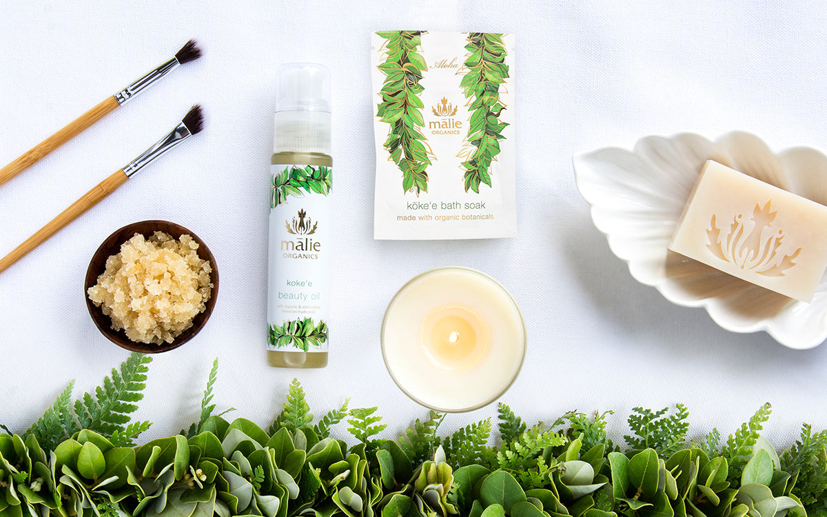 Hawaiian rainforest beauty products with a tropical luxury vibe